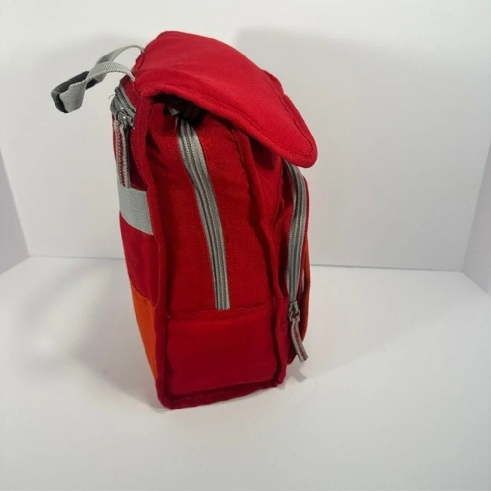 Lands End Insulated Lunch Box Red Orange Colorblock Soft Cooler Bag 231531